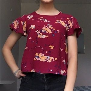 Flowy sleeve floral tshirt